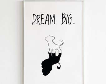 Dream big digital print, cute nursery print, motivational quote print