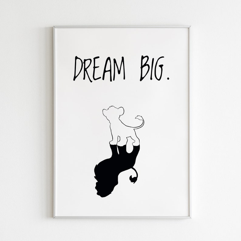 Dream big digital print, cute nursery print, motivational quote print image 1