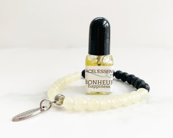 Anxiety relief gift set, yellow jade diffuser bracelet, pure lemon essential oil, gift for mom, healing crystals, stone bracelet for her