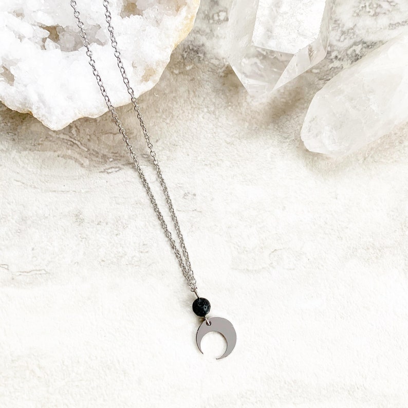 aromatherapy jewelry gift for her Crescent moon charm diffuser necklace accessories for essential oils necklace for essential oils
