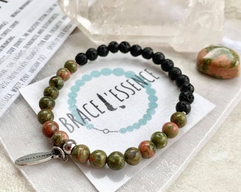 Ohm bracelet Hawaii Lava rock bracelet diffuser bracelet essential oils yoga bracelet Unakite beads lava bead bracelet om bracelet