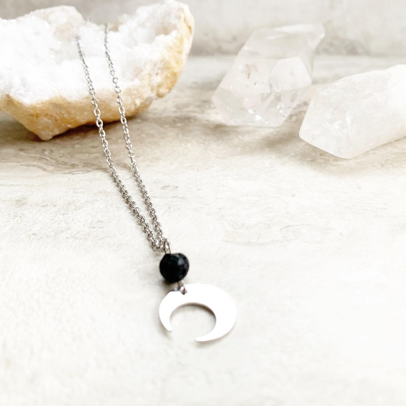 aromatherapy jewelry gift for her Crescent moon charm diffuser necklace accessories for essential oils necklace for essential oils