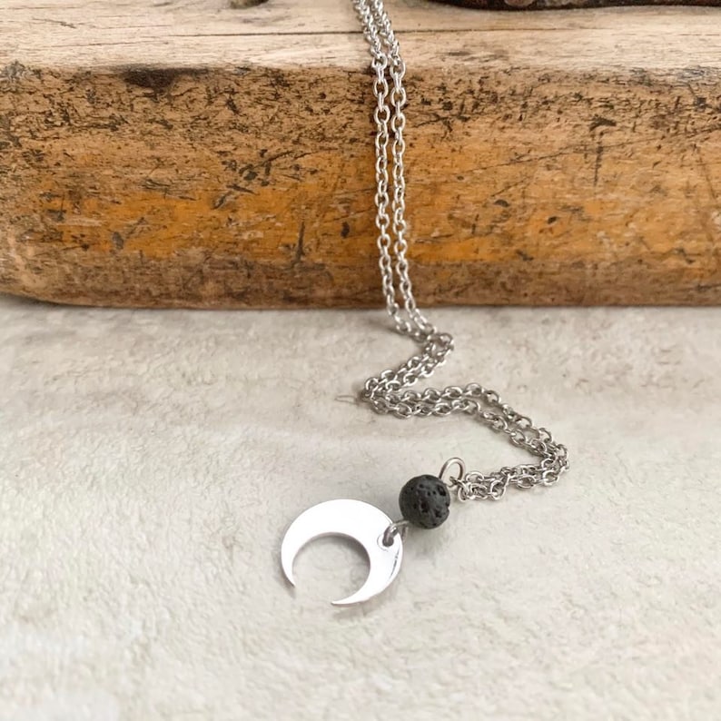 aromatherapy jewelry gift for her Crescent moon charm diffuser necklace accessories for essential oils necklace for essential oils