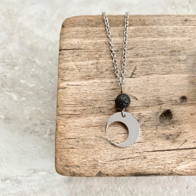 aromatherapy jewelry gift for her Crescent moon charm diffuser necklace accessories for essential oils necklace for essential oils