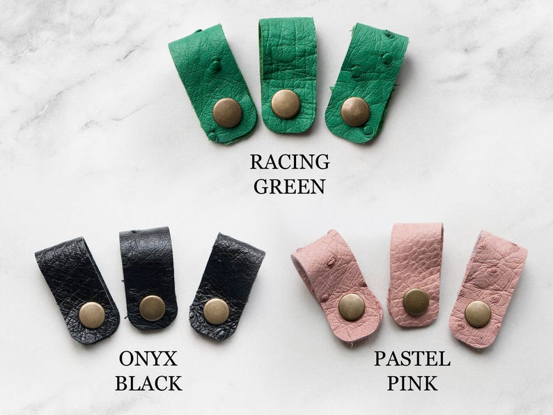 Clever /& Stylish way to organise your cables 3 x Ostrich Cable Hugs 100/% Up-Cycled Italian Ostrich Leather