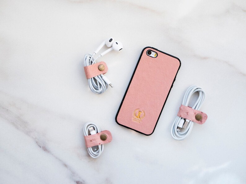 Clever /& Stylish way to organise your cables 3 x Ostrich Cable Hugs 100/% Up-Cycled Italian Ostrich Leather
