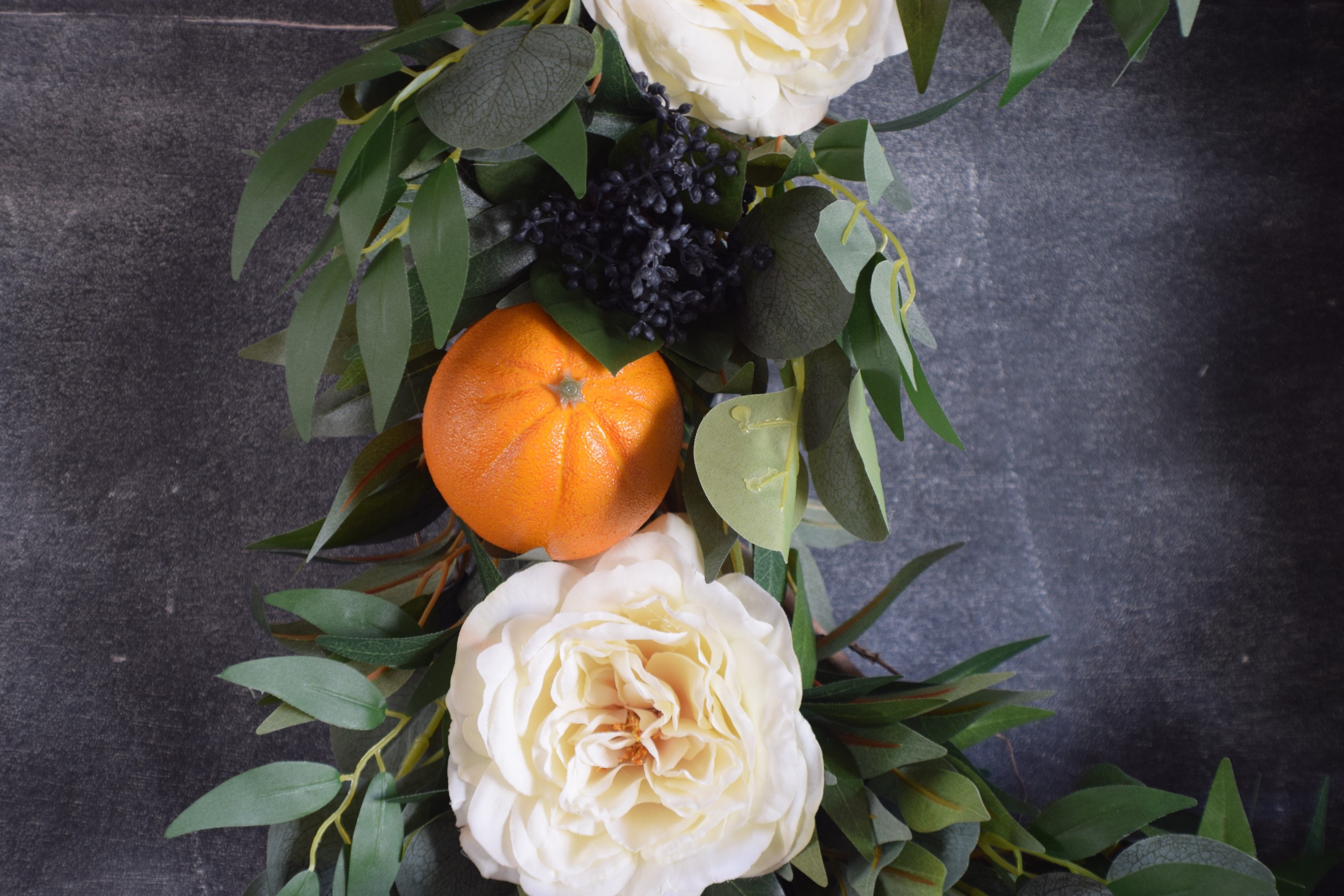 Farmhouse wreath, orange wreath, wedding wreath, floral wreath, wedding