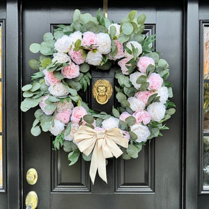 Pink and Cream Peony Wreath