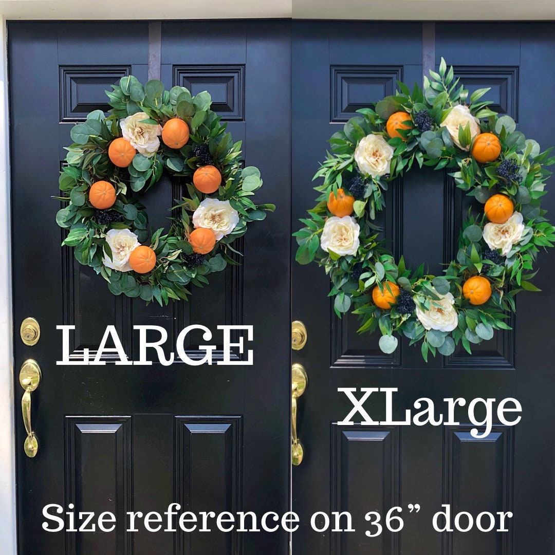 Farmhouse wreath, orange wreath, wedding wreath, floral wreath, wedding
