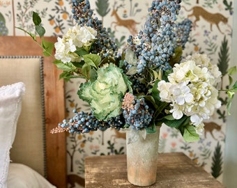 Blueberry and Cabbage Arrangement in Terracotta Pot