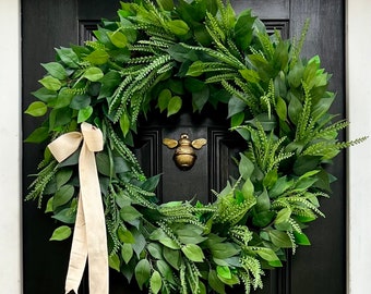 Artificial Ficus and Fern Wreath with Mix and Match Bows