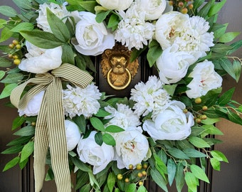 White Peony Wreath