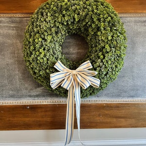 Real Touch Artificial Sedum Wreath Blue Cabana Striped