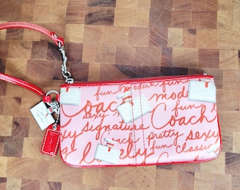 Coach Pink Graffiti Wristlet Pouch