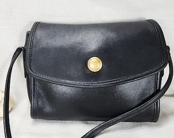 Vintage Coach Black Leather Crossbody Bag Legacy Flap Purse USA Made C5S-993