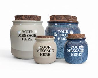 Personalized Stoneware Jar with Cork Lid | Custom Message Canister