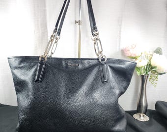 Coach Madison East West Tote Black Pebbled Leather 26769