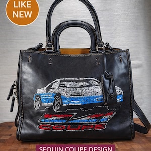 Coach Rogue 1941 Satchel Black Leather Sequin Coupe Bag Medium Crossbody Purse