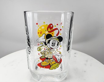 Vintage Disney Millennium Celebration Glass 2000 Mickey Mouse Animal Kingdom Collectible Tumbler