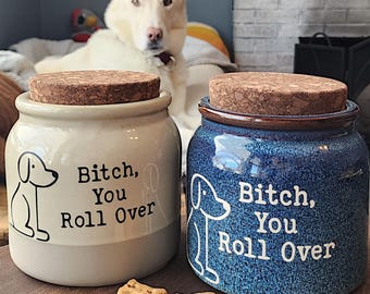 Funny Dog Treat Jar, Inappropriate Pet Gift, Dog Lover, Kitchen Storage