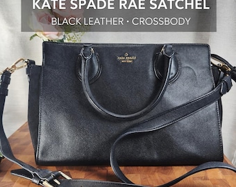 Kate Spade Rae Medium Satchel Black Leather Crossbody Work Bag