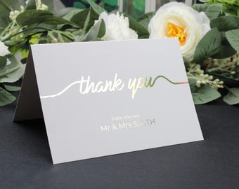 Personalised Foil Thank You Card, Wedding Thank you Cards, Wedding Note Cards,  Bridesmaid Bridal, Gold Foil, Silver Foil