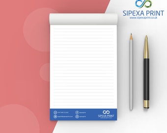 Personalised Notepad Printing, Custom Glued Notepad, Memopad, Custom Memo pad, A6 Notepad, Notepad Printing, Business Notepad