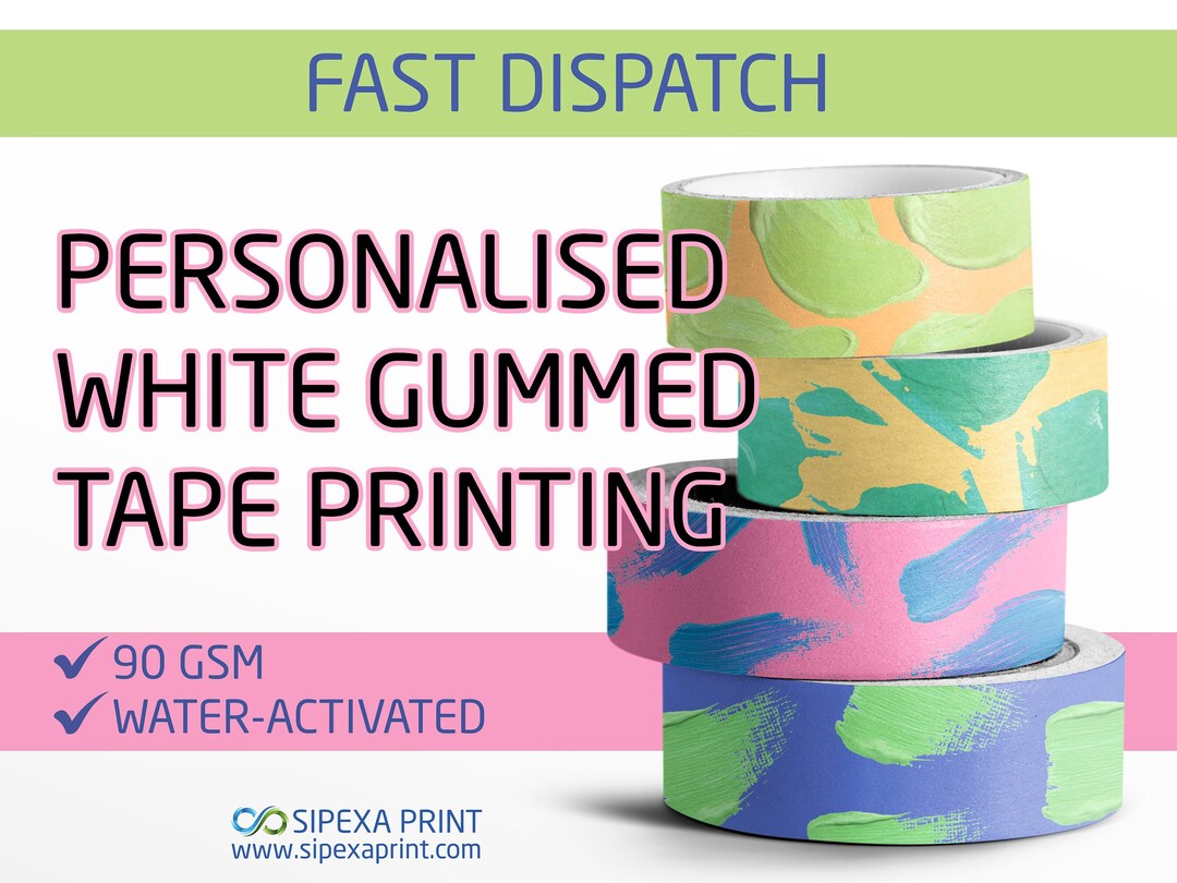 Custom Gummed Packing Tape, Wateractivated Packing Tape, White Packing