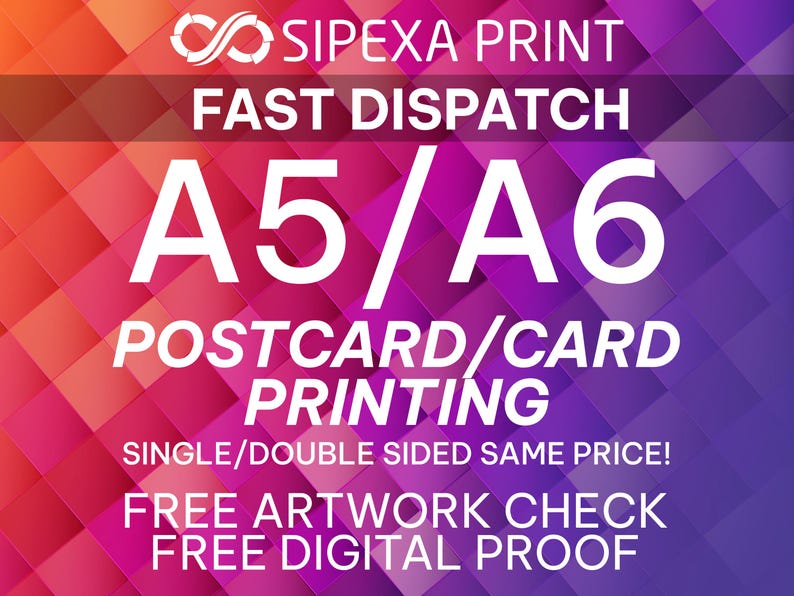 Custom Postcard Printing, Full Colour, A6 Card, 350gsm image 1