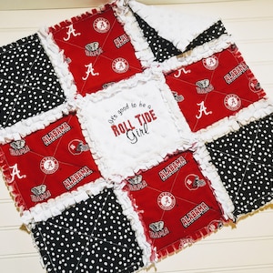 Alabama Crimson Tide MINI or CRIB Rag Quilt or Nursery Bedding - It&#39;s Good to be a Roll Tide Girl, Boy, Baby or Fan