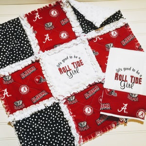 Alabama bebé MINI Rag edredón & bordado Burp tela regalo Set - Es bueno ser una chica de marea de rollo, niño, bebé o ventilador