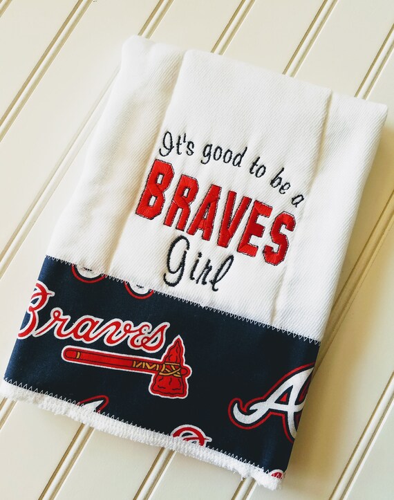 Atlanta Braves Burp Cloth Embroidered Burp Cloth Baby Girl Etsy