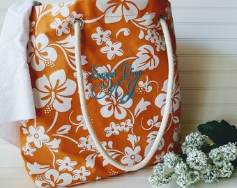 Bolso de mano personalizado, bolso monograma de tote, bolsa de playa de mango de cuerda, bolsa monograma, bolsa de tote, playa personalizada, bolsa de playa de lona