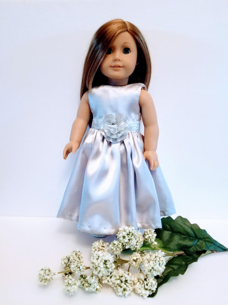 Silver Satin Fancy 18 Doll Doll Dress Flower Girl Etsy