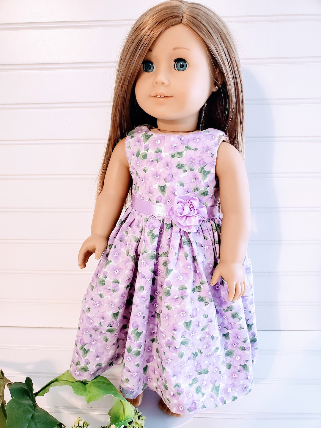 18 Doll Dress, Purple Floral Doll Dress, Doll Party Dress, Flower Girl Gift Etsy