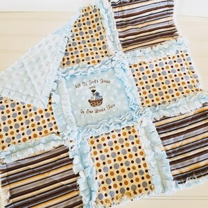 Embroidered Puppy MINI Rag Quilt or CRIB Rag Quilt or Nursery Bedding -  All of God&#39;s Grace In One Little Face