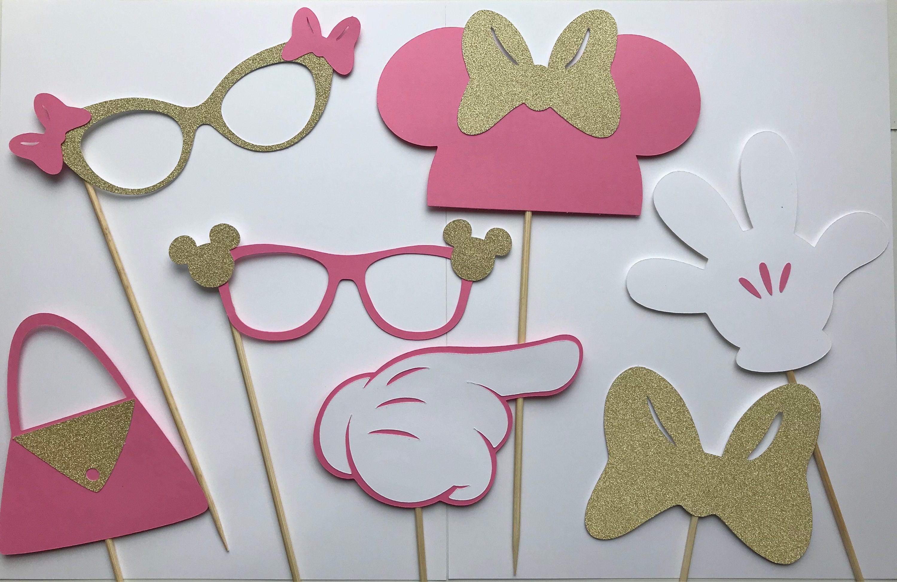 Pink Gold Minnie Mouse Photo Booth Props Minnie Mouse Etsy
