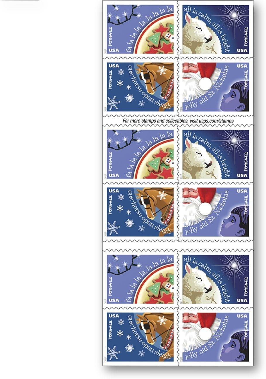 Poinsettia 5 Sheets of 10 Global Forever USPS First Class International  Postage Stamps Christmas Celebrate Wedding Holiday (50 Stamps) 