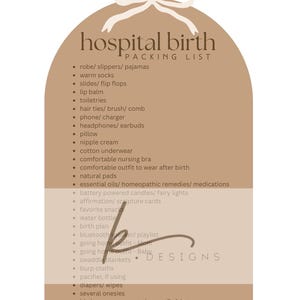 Mini pacchetto piano nascita: guida al piano nascita, checklist ospedaliere, lista degli spuntini, fasi del travaglio, affermazioni, assistenza post-partum (download digitale) immagine 4
