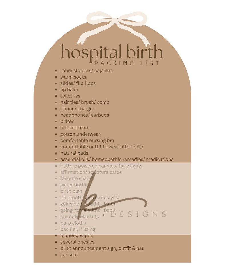 Mini pacchetto piano nascita: guida al piano nascita, checklist ospedaliere, lista degli spuntini, fasi del travaglio, affermazioni, assistenza post-partum (download digitale) immagine 4