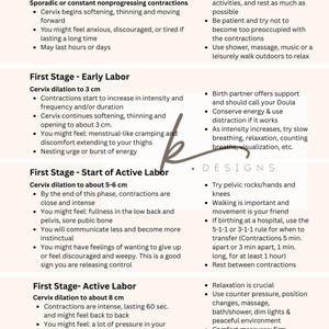 Mini pacchetto piano nascita: guida al piano nascita, checklist ospedaliere, lista degli spuntini, fasi del travaglio, affermazioni, assistenza post-partum (download digitale) immagine 7