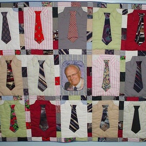 Memory Quilt From Your Loved One's Ties and Shirts - Etsy