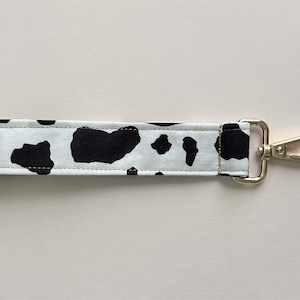 Cow Print Wristlet Key Fob, Fabric Wristlet Keychain, Lobster Claw Key Fob, Cotton Fabric Keychain
