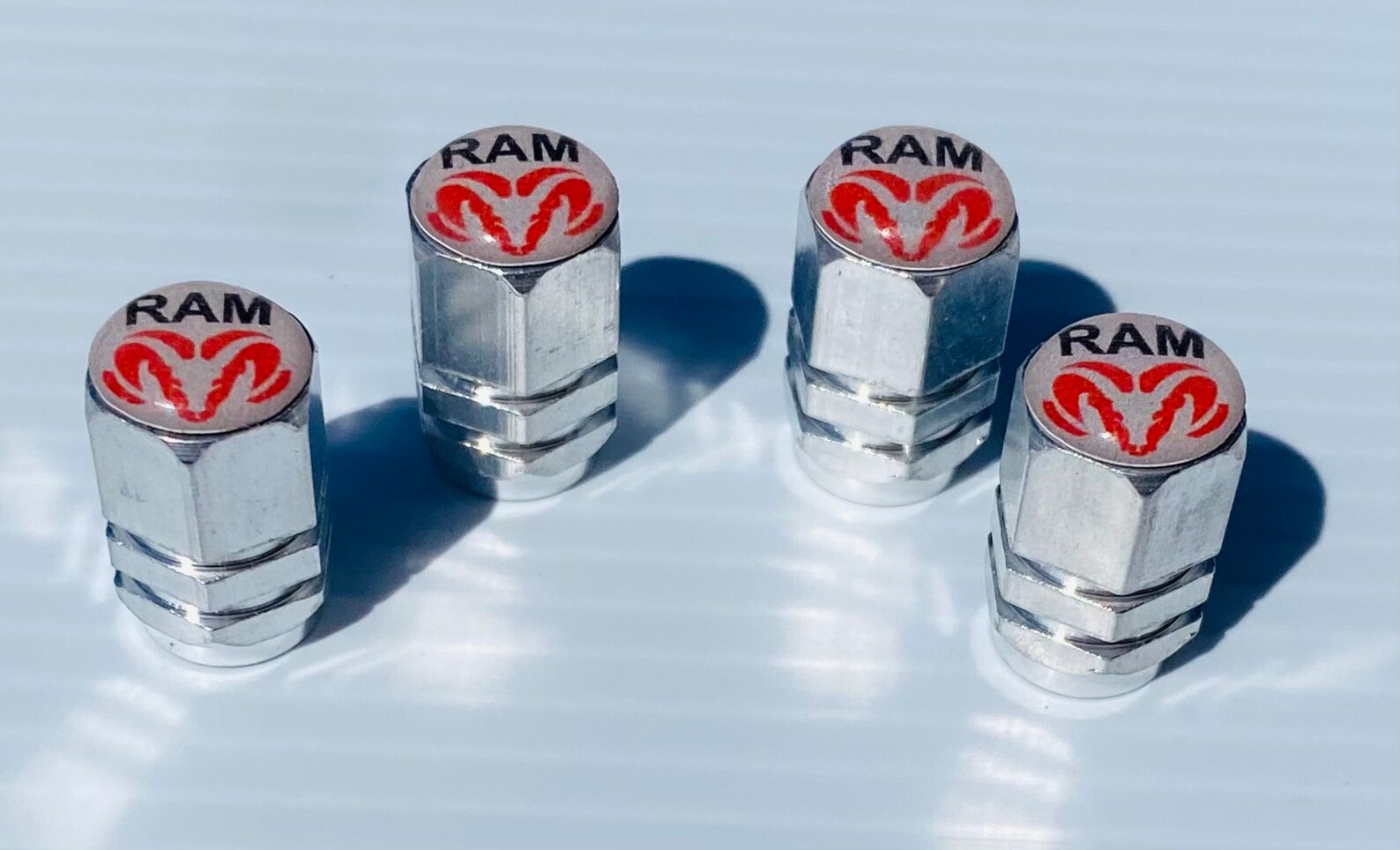 Ram Silver Octagon Aluminum Valve Stem Caps With Hi Domed Etsy