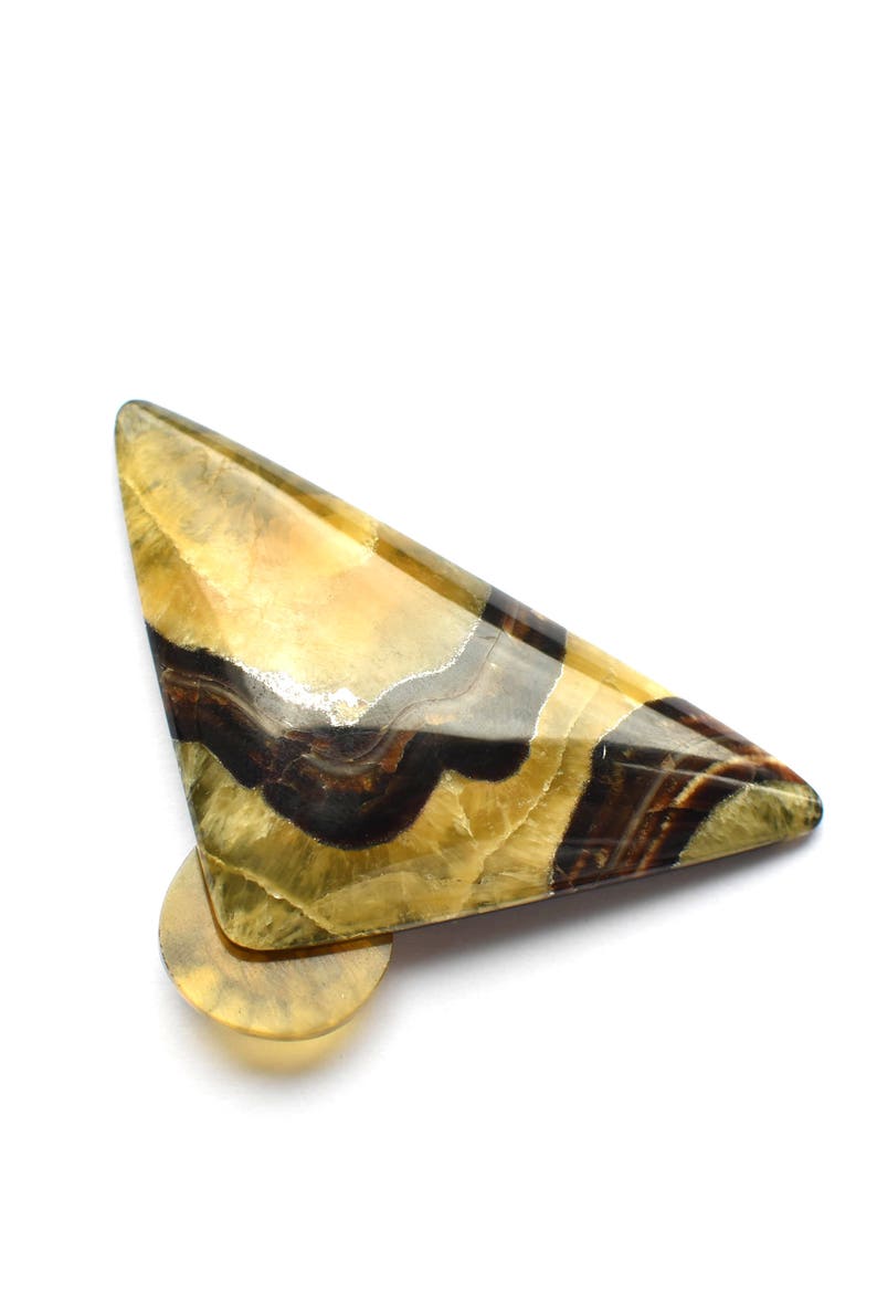 Ammonite Simbircite with pyrite 56 x 30 \u0445 6 mm Natural gemstone cabochon