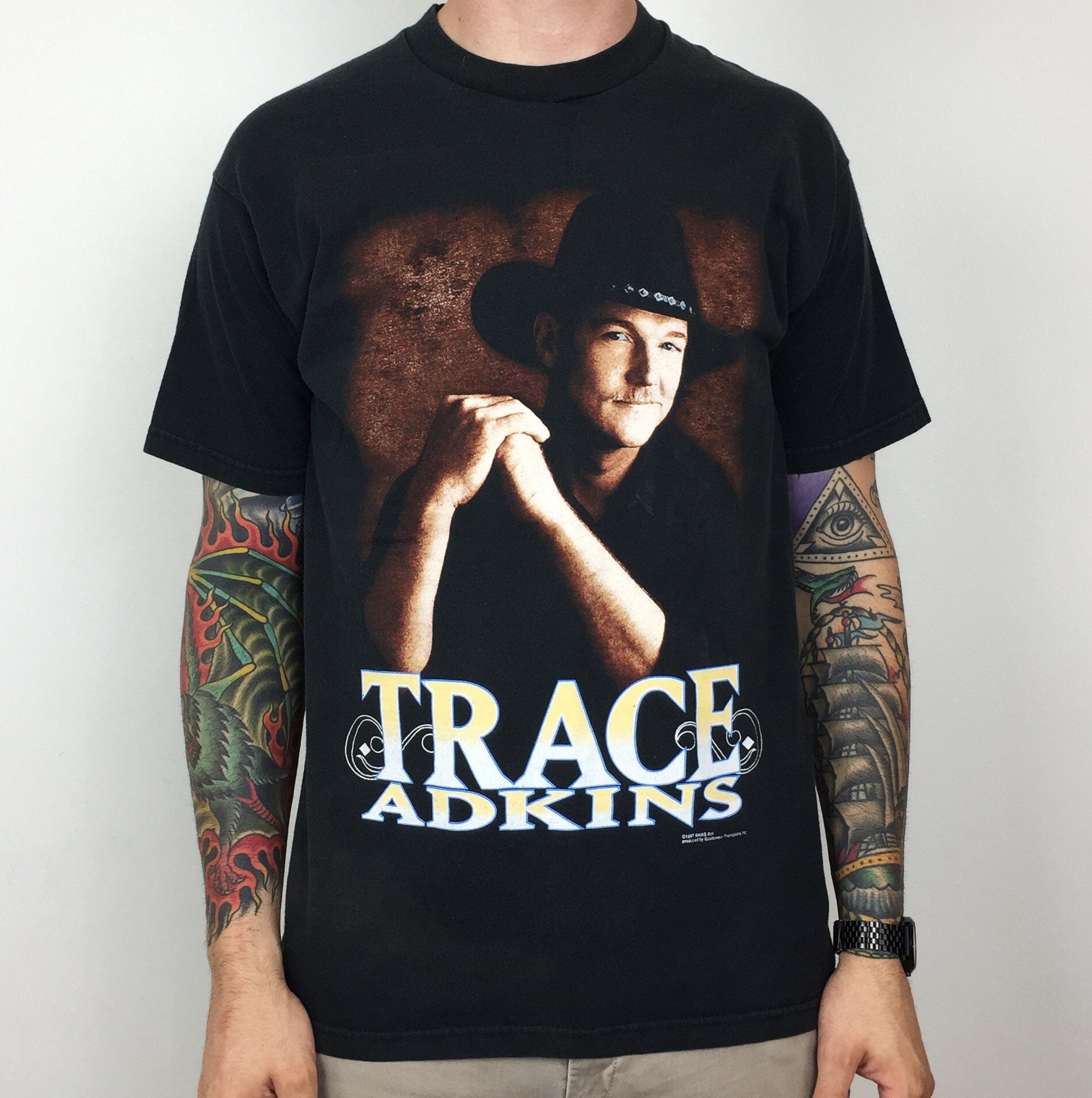 Vintage 90s 1997 97 Trace Adkins country music band tour graphic tee t