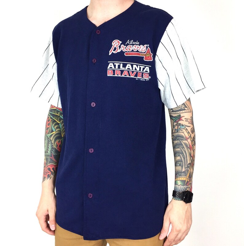 atlanta braves button up shirt