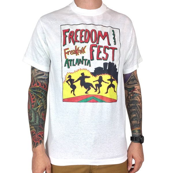 Rare Vintage 90s 1995 95 Freaknik Freaknic Freedom Fest Festival Spring Break white single stitch graphic rap tee t-shirt shirt - Size M