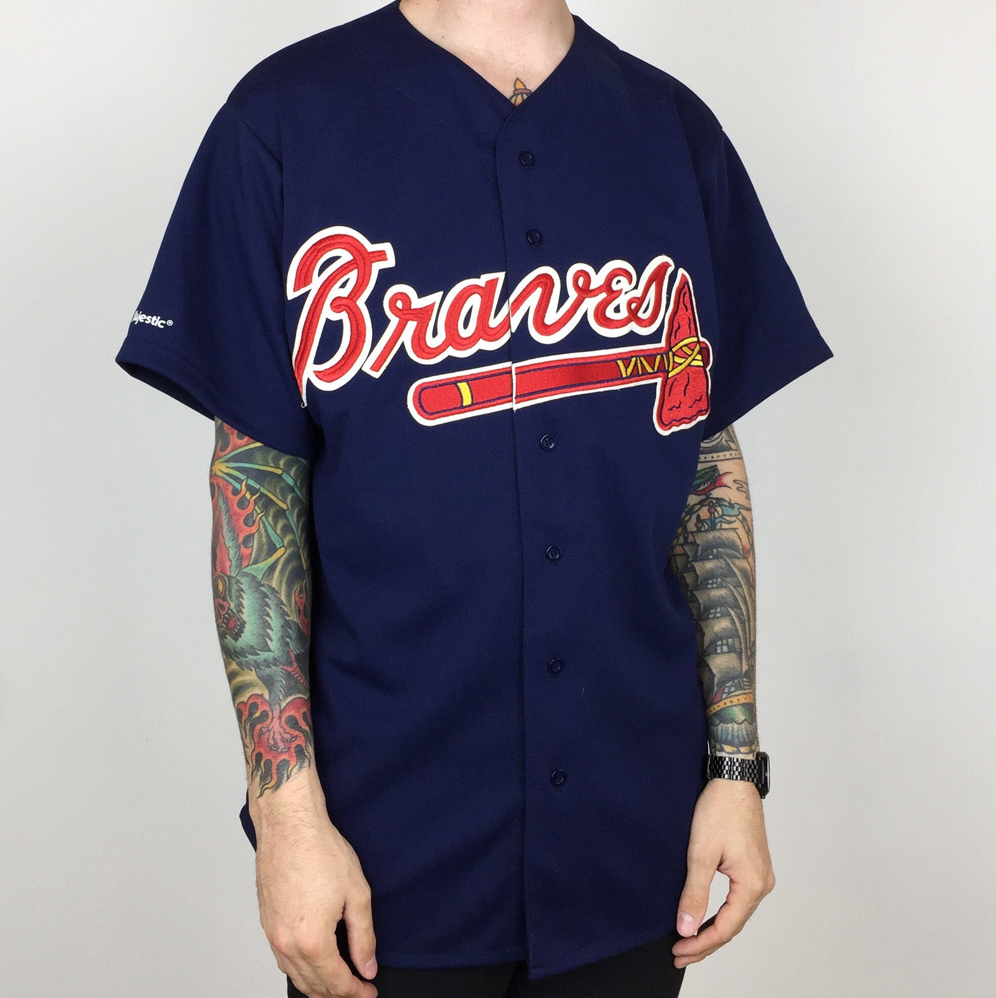 braves button up jersey