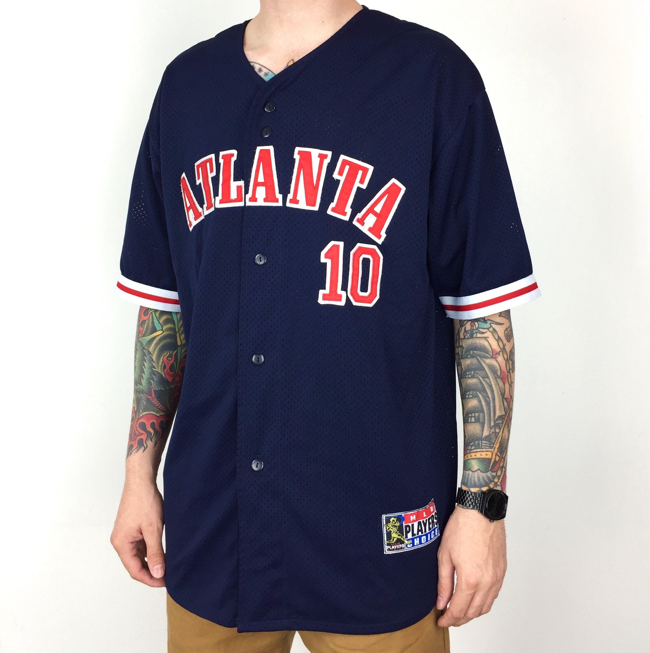 atlanta braves button up shirt